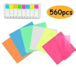 Sticky Notes Transparent Clear Translucent Sticky Tabs 3"x3" Waterproof Book Annotation Supplies for Home Office 560 Pcs