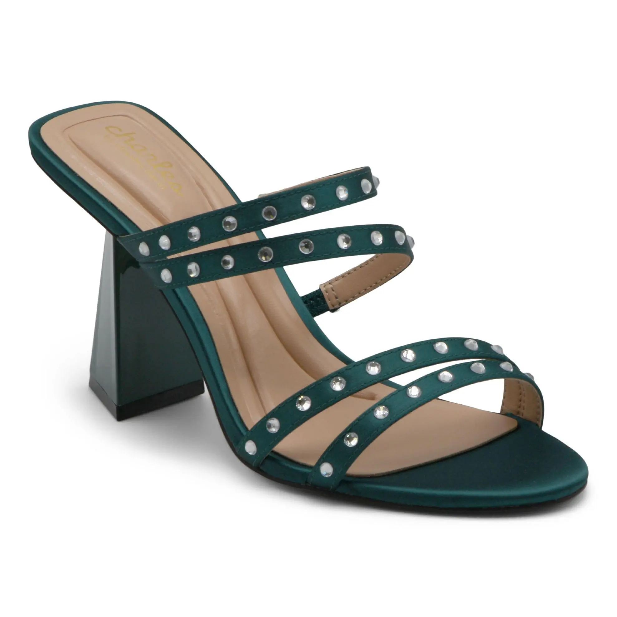 Charles by Char les David Kacia Rhinestone Str appy Block Heel