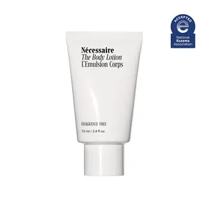 Nécessaire The Body Lotion Fragrance-Free. Firming Body Lotion for Women & Men. 48 Hour Moisture. 5 Peptides, 2.5% Niacinamide, Vitamin C/E + Omega 6/9. Non-Comedogenic. 2.4 fl oz.