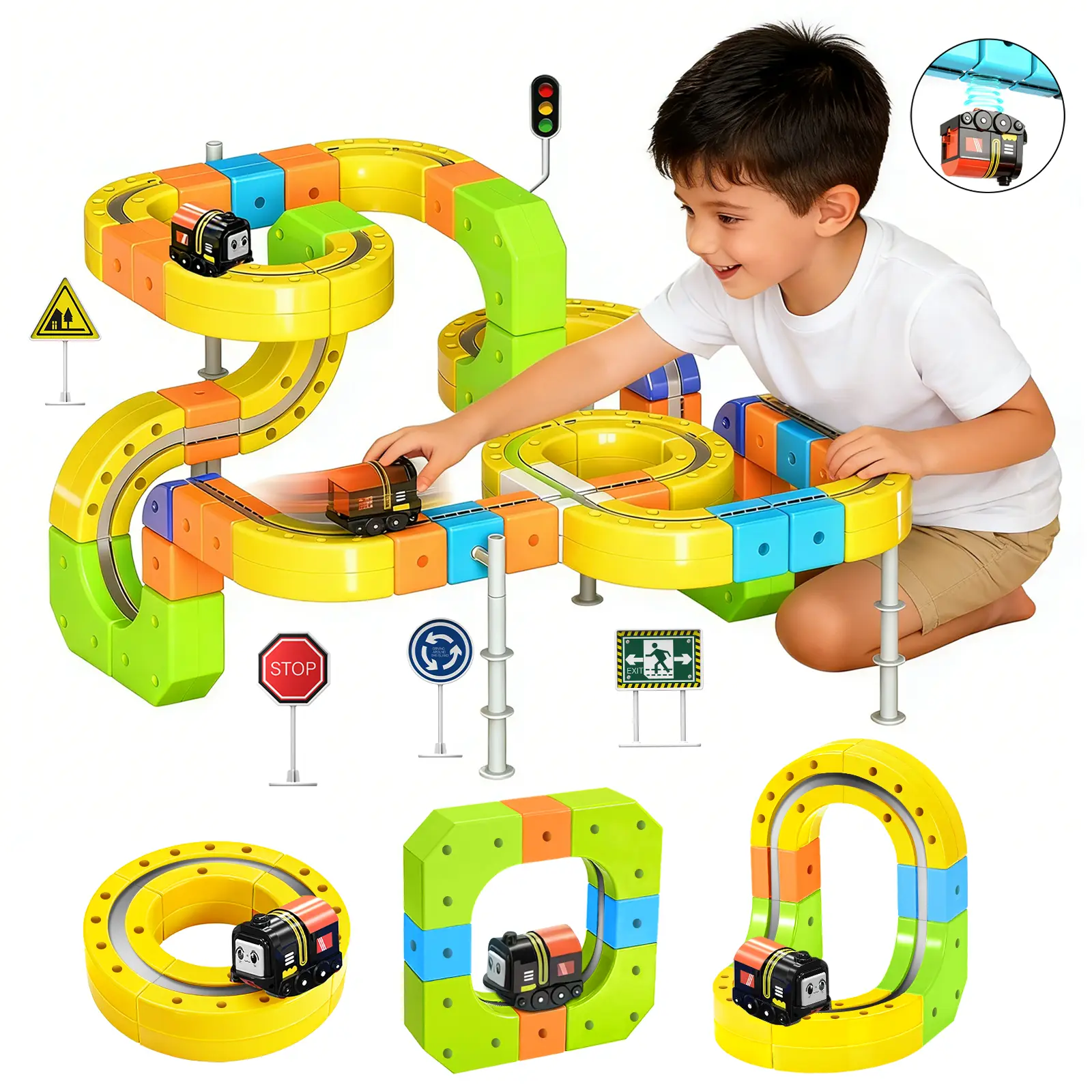 3D Gravity-Defying Electric Magnetic Train Set – 105PCS Modular ...