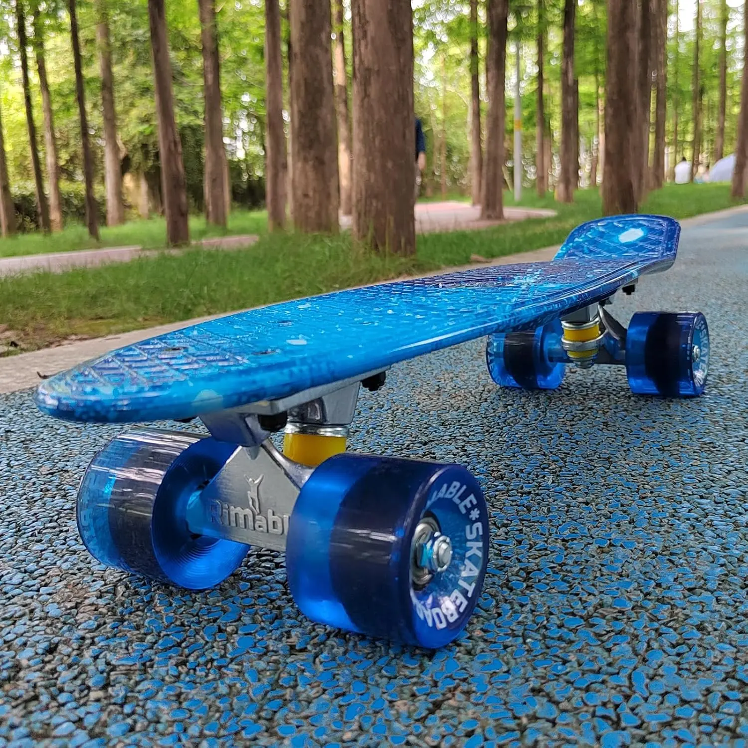 22 Inch Mini Cruiser Complete Skateboard - Galaxy Pattern PP Skateboard Deck, Smooth Silent PU Wheels for Kids & Adults Outdoor Recreation
