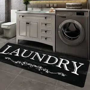 Letter Pattern Laundry Room Mat, Non-slip Soft Floor Mat, Water Absorbent Bath Mat, Decorative Carpet for Home Living Room Bedroom Kitchen, Bathroom Decorative Mat