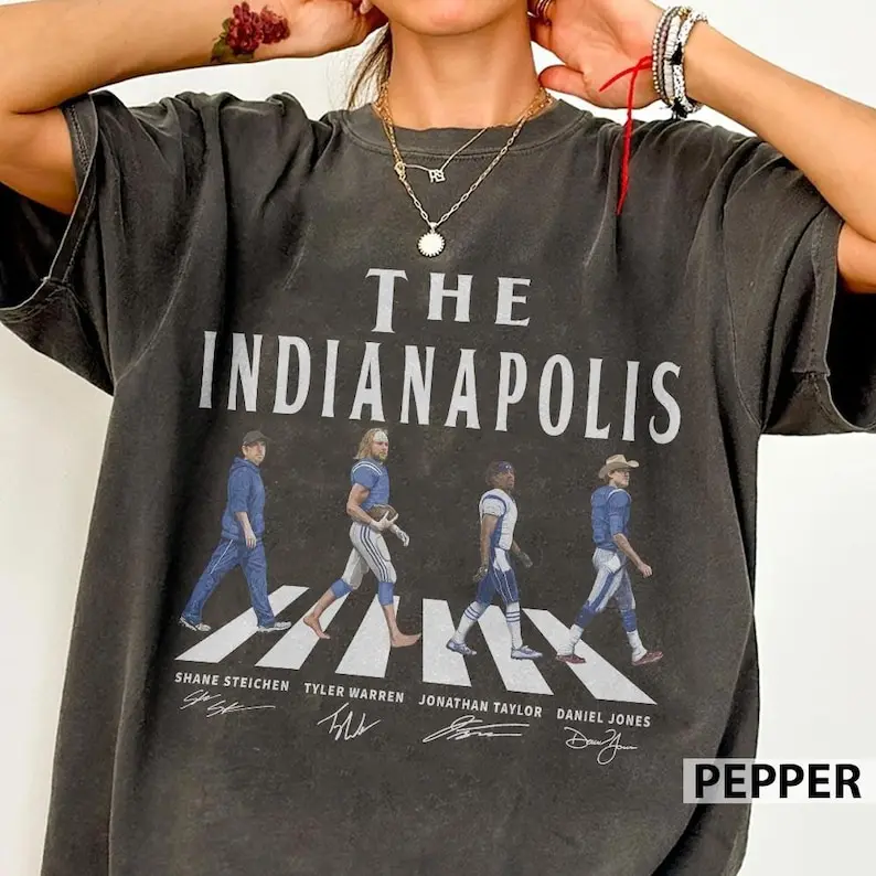 Indianapolis Comfort Color Walking Road Football Shirt, Daniel Jones Jonathan Taylor Gift For Fan Football Unisex