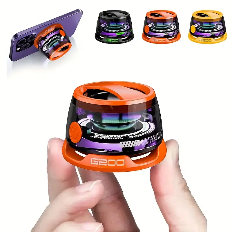 Portable Wireless Audio Speaker with Magnetic Suction Bracket, 7-Color Lights, Rechargeable Battery, Mini Sound System for Outdoor/Car Use, Compatible with Smartphones/Tablets