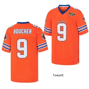 Men's The Waterboy Bobby Boucher #9 Adam Sandler Mud Dogs Movie Terylene Embroidery Football Mud swap anniversary kits Sports soccer jersey