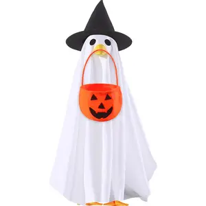 Halloween Goose Outfit Ghost Lawn Porch Goose Clothes Toys Fall Halloween Goose Costume for 23" Geese Outdoor Decoration