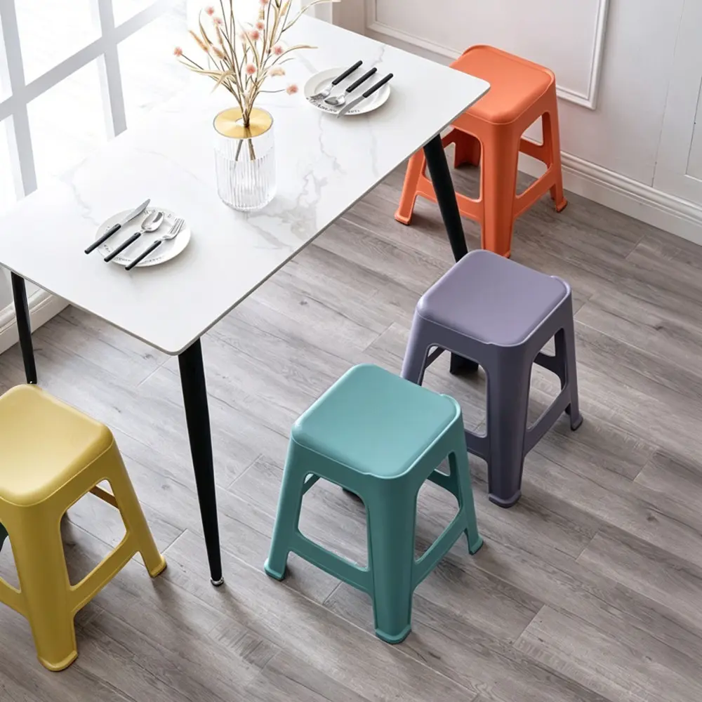 5 Pack Stackable Classroom Stools, 18.8" Colorful Nesting Plastic Stool, Portable Backless Flexible Seating Chairs for Kindergarten, Elementary & Middle School, Office, Home