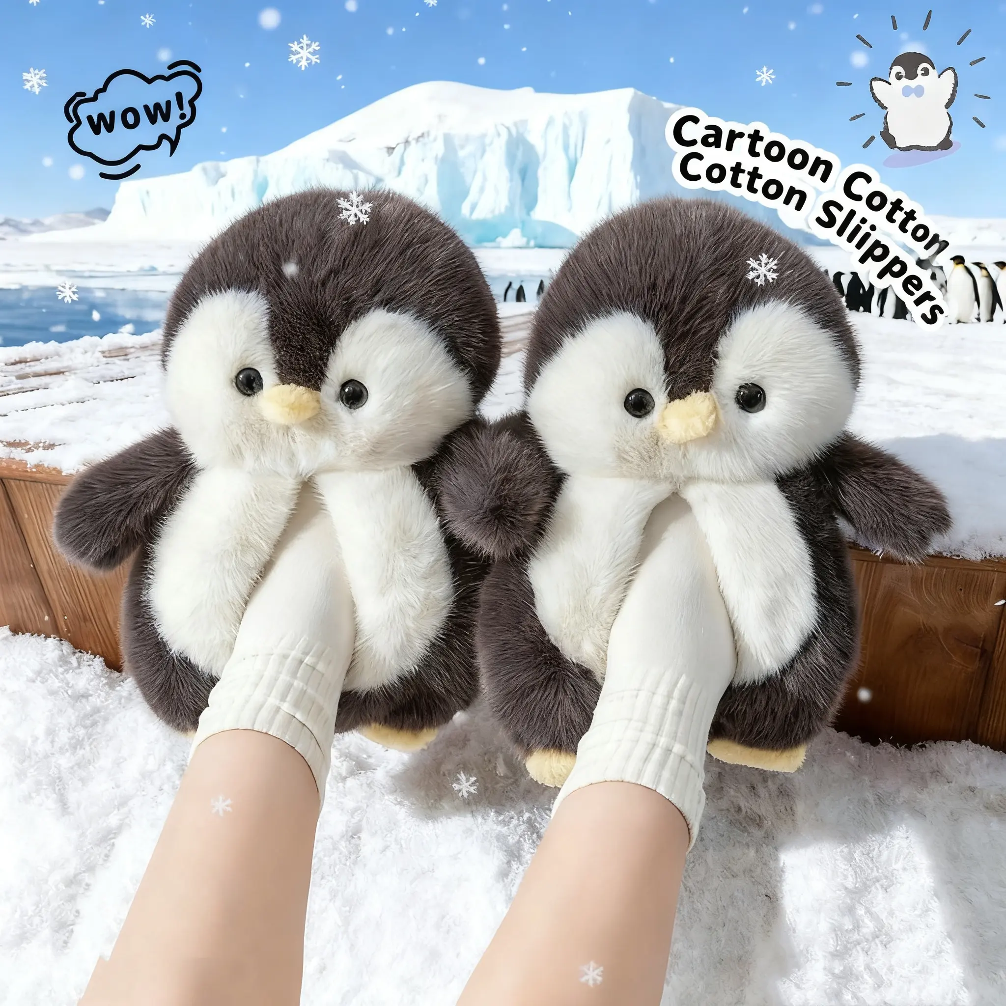 Penguin Plush Slippers - Soft Comfy Fluffy Fuzzy Scuff Memory Foam Padding for Ultimate Comfort Ideal for Relaxation and Casual Wear