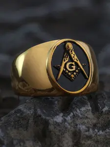Retro Punk Freemason Ring in Silver Color, Durable Ag Stainless Steel Design, Ideal Gift for Freemasonry Members