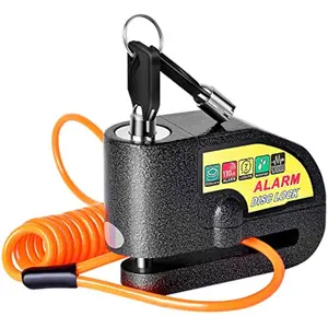 Motorcycle Disc Brake Alarm Lock, 110dB Waterproof Anti-Theft Wheel Disc Lock with Reminder Cable, Keys and Storage Pouch, Security Lock for Motorcycle Scooter Bike