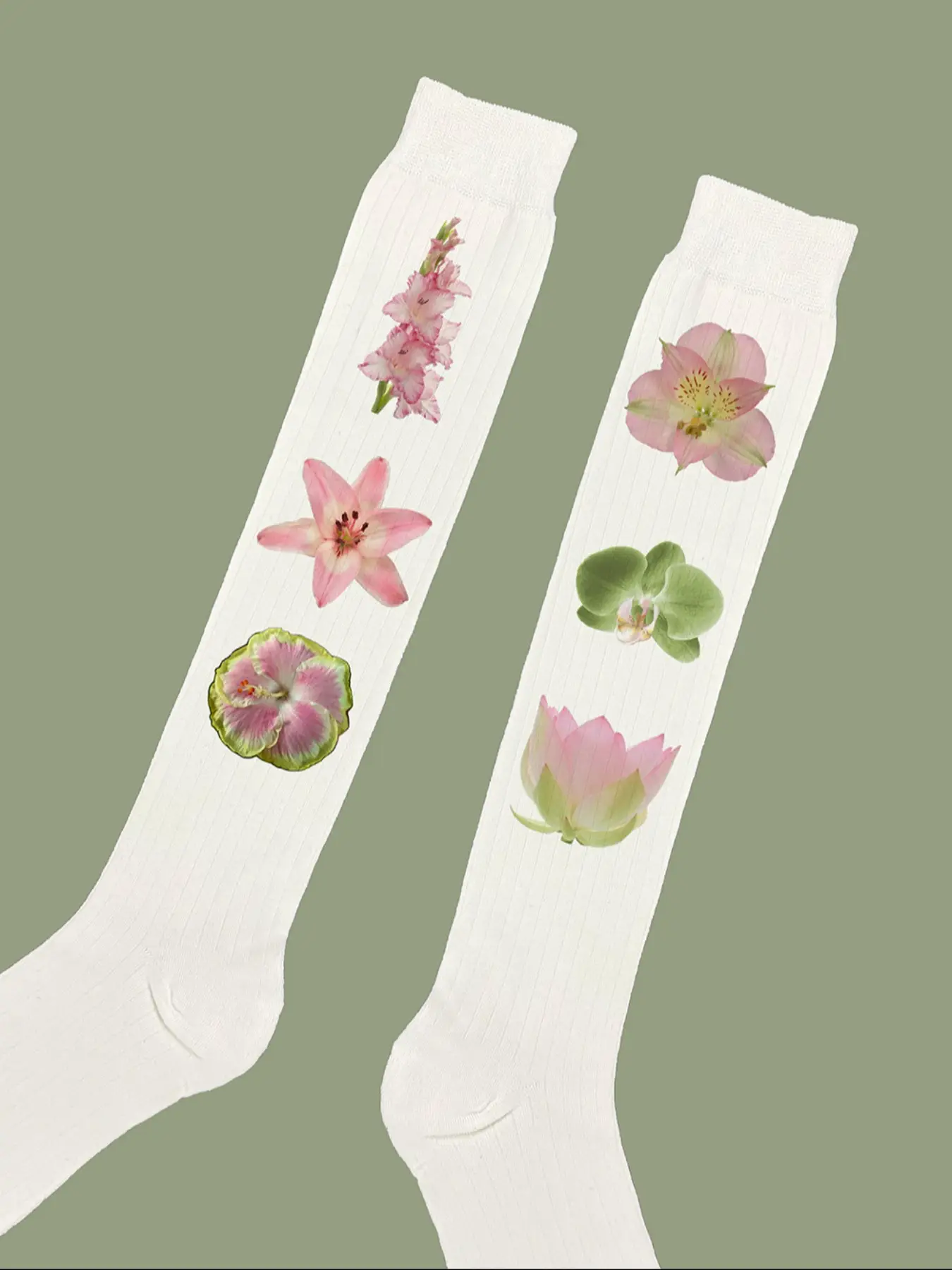 Women's Floral Print Crew Socks, Casual Fashion Knit Ankle Socks, Perfect Match for Shorts & Skirts, Comfortable Daily Wear