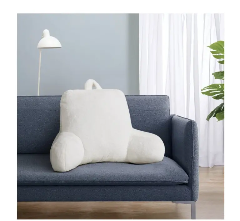 Ivory White Faux Fur Plush Lumbar Bedrest Pillow - Specialty Size