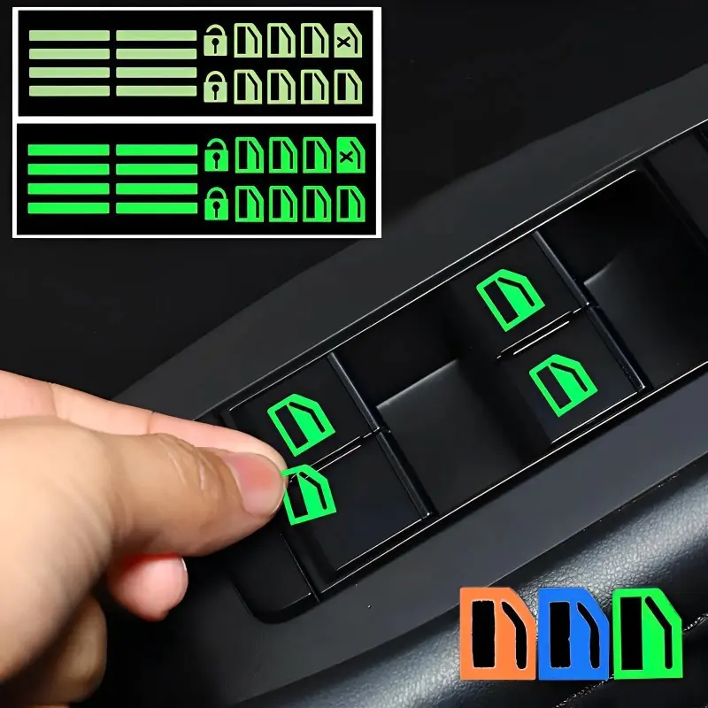 Car window button glow stickers, upgrade switch, night-time fluorescent stickers, car interior stickers, Decal For Cars, car accessories, Automobile Decals