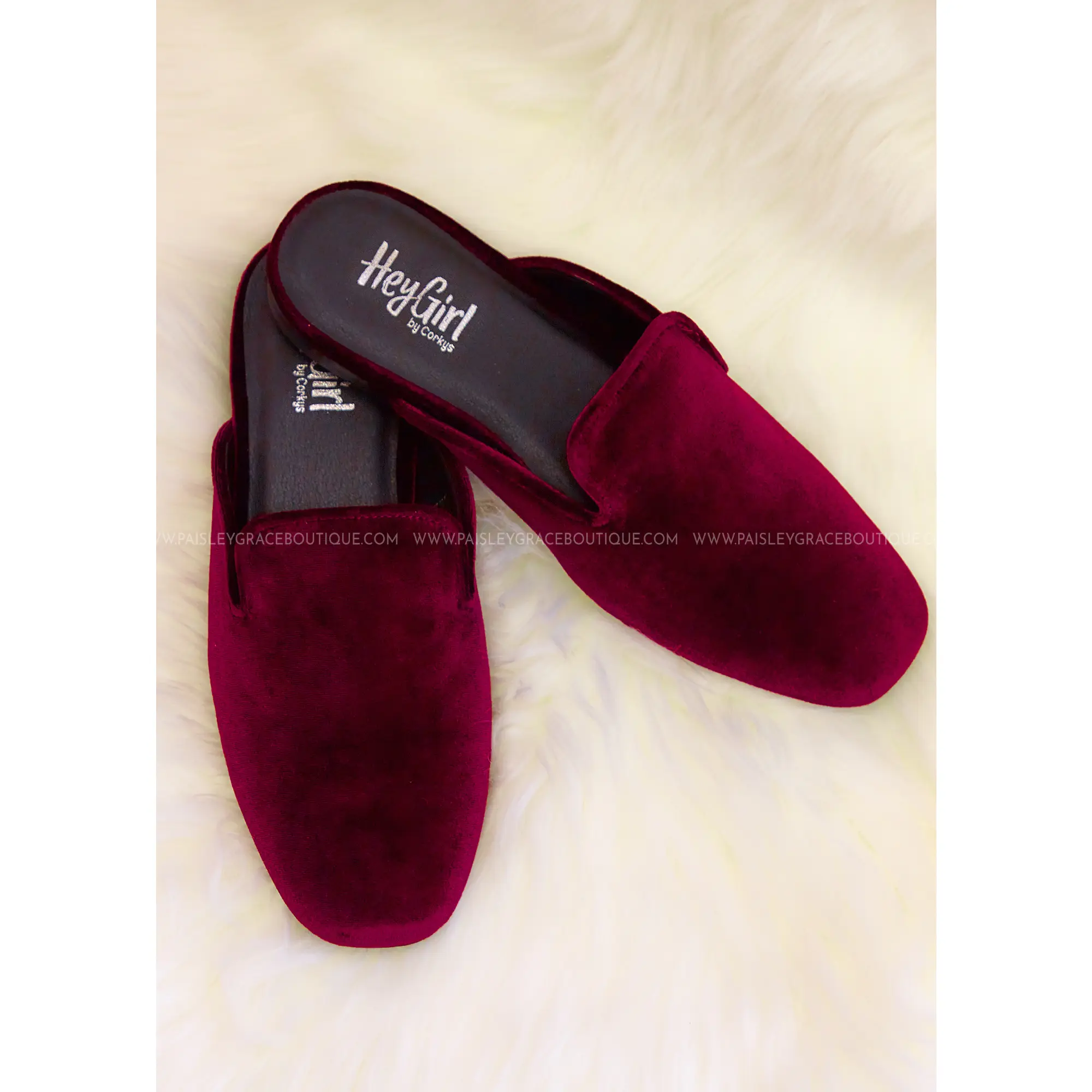 Spotlight Slip-On Mule by Corkys - Burgundy Velvet - FINAL SALE