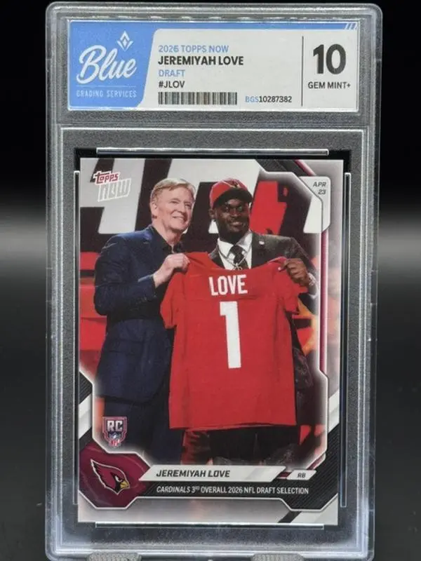 2026 Topps NOW ROOKIE NFL Football Card Jeremiyah Love Draft #JLOV Graded GEM MINT 10