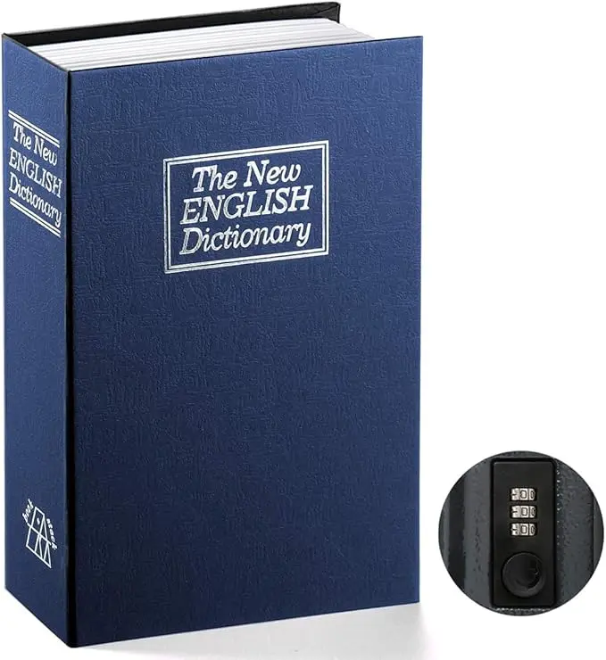 A book money box with a password lock, a hidden secret security storage box for protecting cash, jewelry, passports, a dictionary design that disguises as an insurance box, a portable storage box, a creative surprise gift.