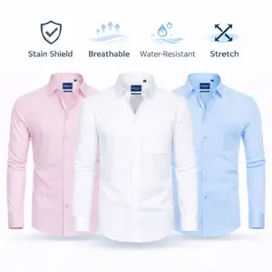 3-Pack AMZPURE Men's Stain Sheild Business Casual Long Sleeve Dress Shirts Slim Fit Button Down Shirt