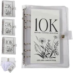 12-Month Envelopes Money Saving Challenge Binder, Budget Binder With Cash Envelopes, Easy and Funny Way to Save 2.5K/5K/10K Dollars, Money Binder For Cash Saving