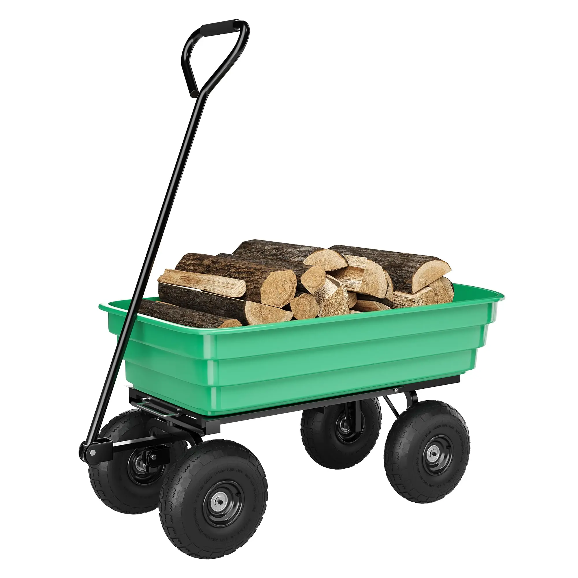 Garden Dump Cart, 6 Cu.Ft.1200Lbs Garden Cart,Heavy-Duty 4 Wheel Wheelbarrow Yard Cart with 13-Inch All-Terrain Wheels,for Courtyards, Farm,Gardening durable poly dump cart