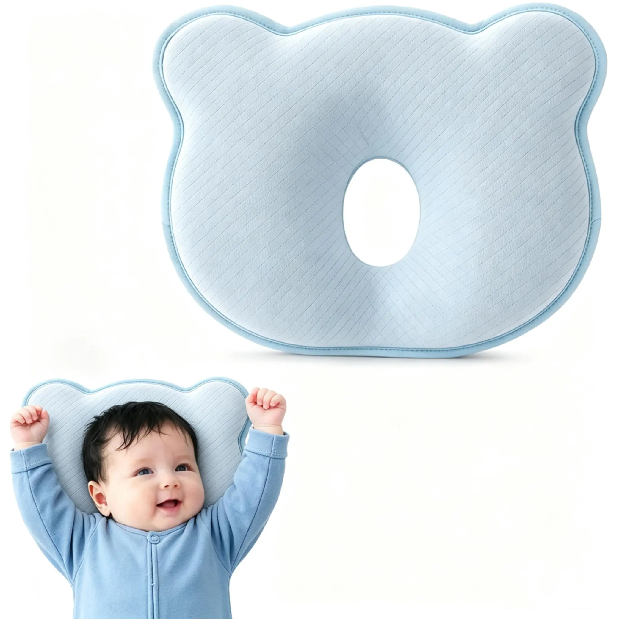 New Upgrade Baby Donut Pillow - Ultra Soft Breathable Memory Foam Pillow, Prevents Flat Head & Shapes Newborns' Heads