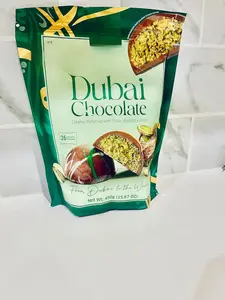 Simply BKLVA Dubai Chocolate Creamy Pistachio with Crispy Roasted Kunafa 15.87 oz 26 Pieces Premium Milk Chocolate with Natural Vanilla Flavor and Premium Nuts