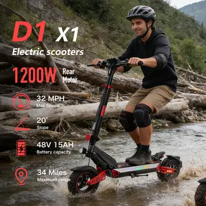 【ZWHEEL】D3 X1 Off-Road Electric Scooter, Rear Motor 1200W, Top Speed 32 MPH, Max Range 34 Miles, Premium Lithium Battery, 10 inch Tubeless Tires, Dual Suspension System, Lightweight, Foldable Electric Scooter,Summer Vibes