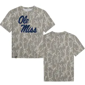 Navy OLE MISS Designed On Original Bottomland Tshirt, Mossy Oak Navy OLE MISS Bottomland Camouflage Camo Tee