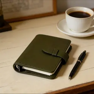 Olive M5 Artificial Leather Loose Leaf Notebook, Ring Bound, Portable Pocket Diary, Durable Thick Pages, Multifunctional Travel Journal, Loose Leaf Notepad