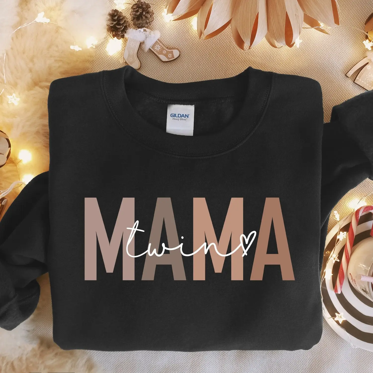 Twin Mama Shirt - First Time Twin Crewneck, Mom of Twins Sweater, Unisex Sweatshirt, Gift for New Twin Mama Menswear Hoodie