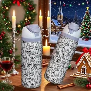 32oz Stainless Steel Vacuum Insulated Water Bottle, Christmas Pumpkin Skull Design, Large Capacity, Perfect Gift for Women, Thermal Flask