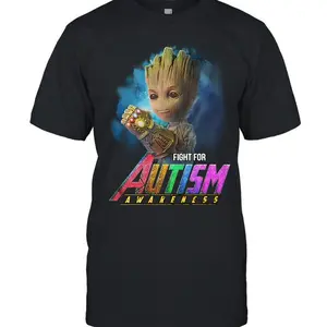 Graphic T-Shirt, Hoodie & Sweatshirt Groot Fight For Autism Awareness S to 3XL Classic Cotton Classic Cotton Menswear Top Collar Love Pocket Spandex Stretch Stylish