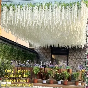 Artificial Wisteria Hanging Flowers, 110cm Long, Realistic Petals & Leaves, Ideal for Wedding Arch, Ceiling, Balcony Decor, Decorative Faux Flowers