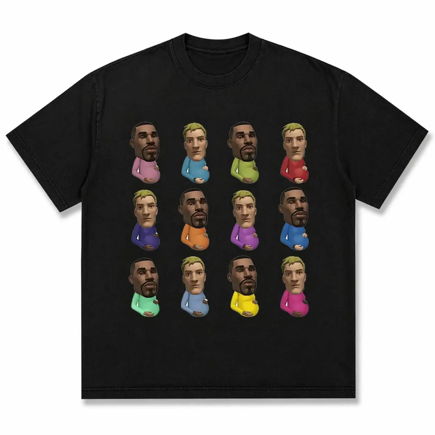 Men's Oversized Cotton Tshirt - Amusing Meme Face Graphic, Trendy Streetwear Cartoon Casual Clothes