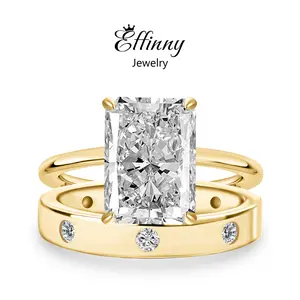 Effinny Jewelry Radiant Cut 5.0ct Wedding Ring Set, S925 Sterling Silver Promise Ring, 5A Cubic Zirconia Bridal Set Rings for Women Outdoorfun