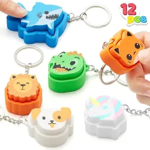 12 Pcs Animals Fidget Clicker Toys, 3D Printed Sensory Toy Clicker Keychain Fidget Toys for Relief Stress Autism Hyperactivity, Kids Adults Birthday Gifts Goodie Bags Stuffers
