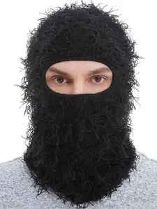 Distressed Balaclava Ski Face Coverings Full Face Knitted Winter Windproof Neck Warmer for Men and Women Elastic, Ear Cover, Hat Style, Knitted Fabric