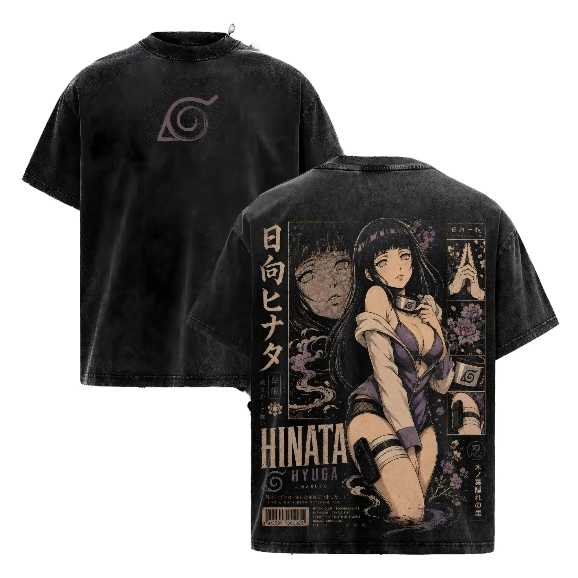 ST 100% Washed Cotton Hinata Hyuga NRT T-Shirt, Byakugan Anime Graphic Tee, Back Print Vintage 90s Anime Shirt, Graphic Tees Men, Trendy Tshirts, Men's T Shirts, Naruto Streetwear, Unisex Cotton Distressed Tee, Merch For Men, Men Fashion Graphic Te