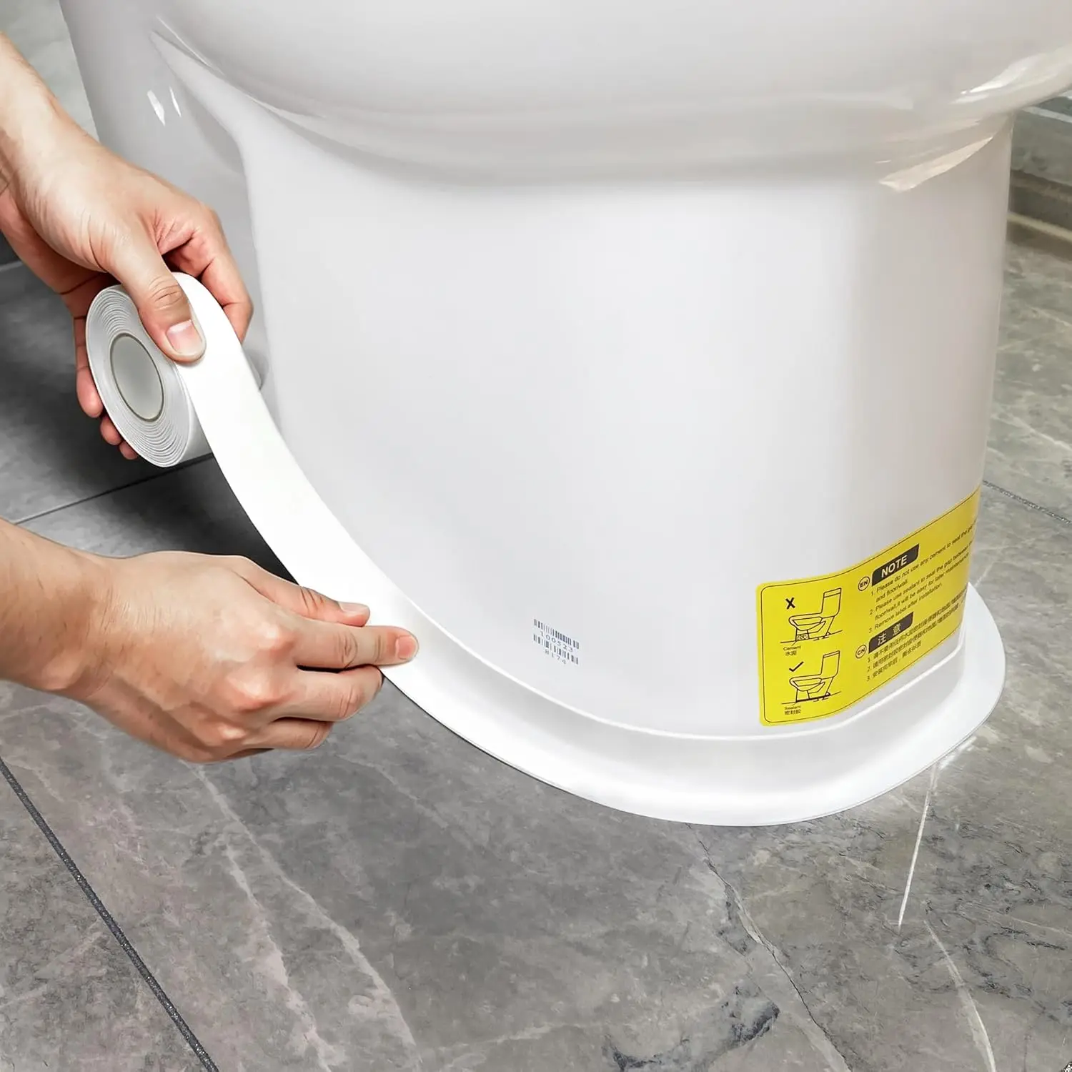 2 Volume Professional Waterproof Caulk Strip - Self Adhesive White Sealing Tape for Toilet, Tub, Peel and Stick Backsplash Finisher - Renter Friendly, Easy Install