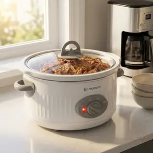 Eamoment 3.5 Quart Slow Cooker with 3 Heat Settings Non-Stick Ceramic Pot Tempered Glass Lid Dishwasher Safe Ivory White for Entrees Soups Stews Ricecooker Pressurecooker