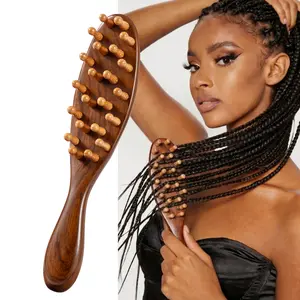 Premium Brazilian Walnut Loc Brush with 22 Bamboo Pins, Relaxing ASMR Head Massage Tool for Microlocs, Elegant Wood Wide Tooth Scalp Care Comb, quick fix beauty