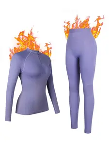 Fallfreshness ATTRACO Quarter Zip Thermal Underwear Set Long Sleeve Base Layers for Women for Cold Weather