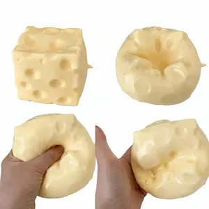 Cheese Shaped Squishy Toy, Vaseline Filled Non-Rebound Stress Toy, Super Soft Moldable Fidget Toy for Anxiety Relief, Funny Desk Toy for Kids & Adults