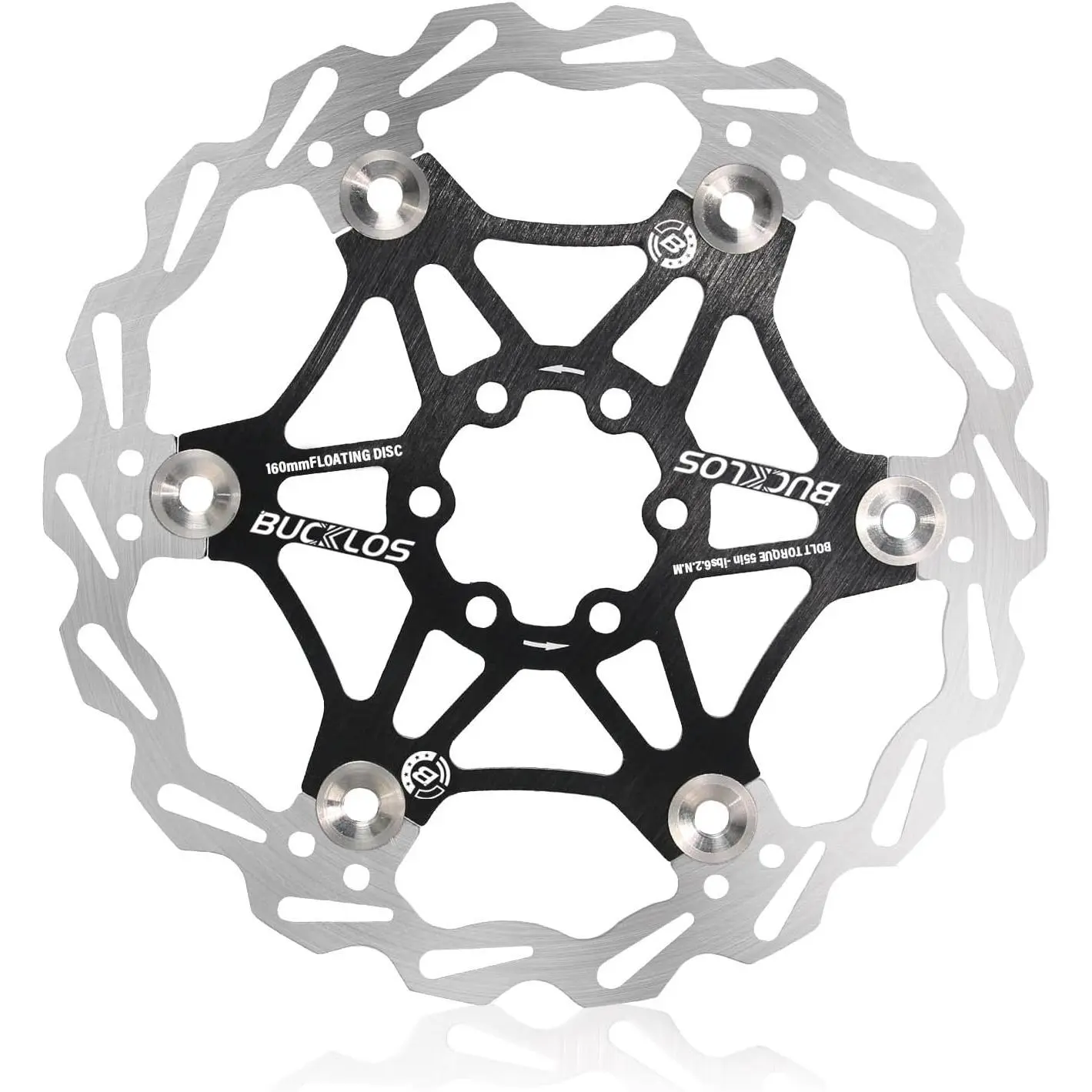 BUCKLOS MTB Floating Disc Brake Rotor, Lightweight Stainless Steel & Aluminum Alloy, 240g Heat Dissipation Mountable Rotors, 6-Bolt Easy Installation Bike Accessory for Mountain Biking, 160/180/203mm, 7075T6 Alloy