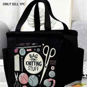 Large Capacity Knitting Storage Bag, Zipper Design, Polyester, Ideal for Crochet, Weaving, Perfect Gift (Storage Tote)