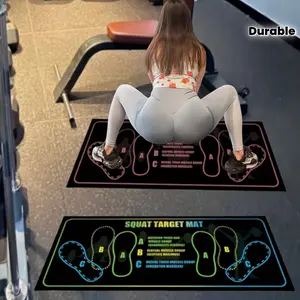 Durable squat mat, home fitness and yoga mat - black with white lettering. Suitable for leg presses, squats, and core training - durable fitness accessory, treadmill walking mat, home treadmill mat, gym mat, large yoga mat, yoga knee pad.