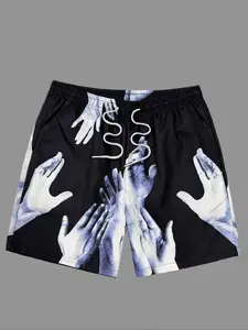 Men's shorts with adjustable waistband and print, Graphic Print Shorts, perfect for vacations and dates