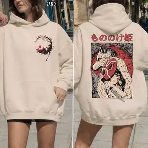 Vintage Princess Mononoke 2 Sided Hoodie, Sweatshirt, TShirt, Studio Ghibli Characters Shirt, Gift for Anime Lovers, Y2K Japanese Tee