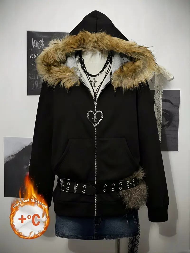 fur zip up hoodie y2k - TikTok Shop