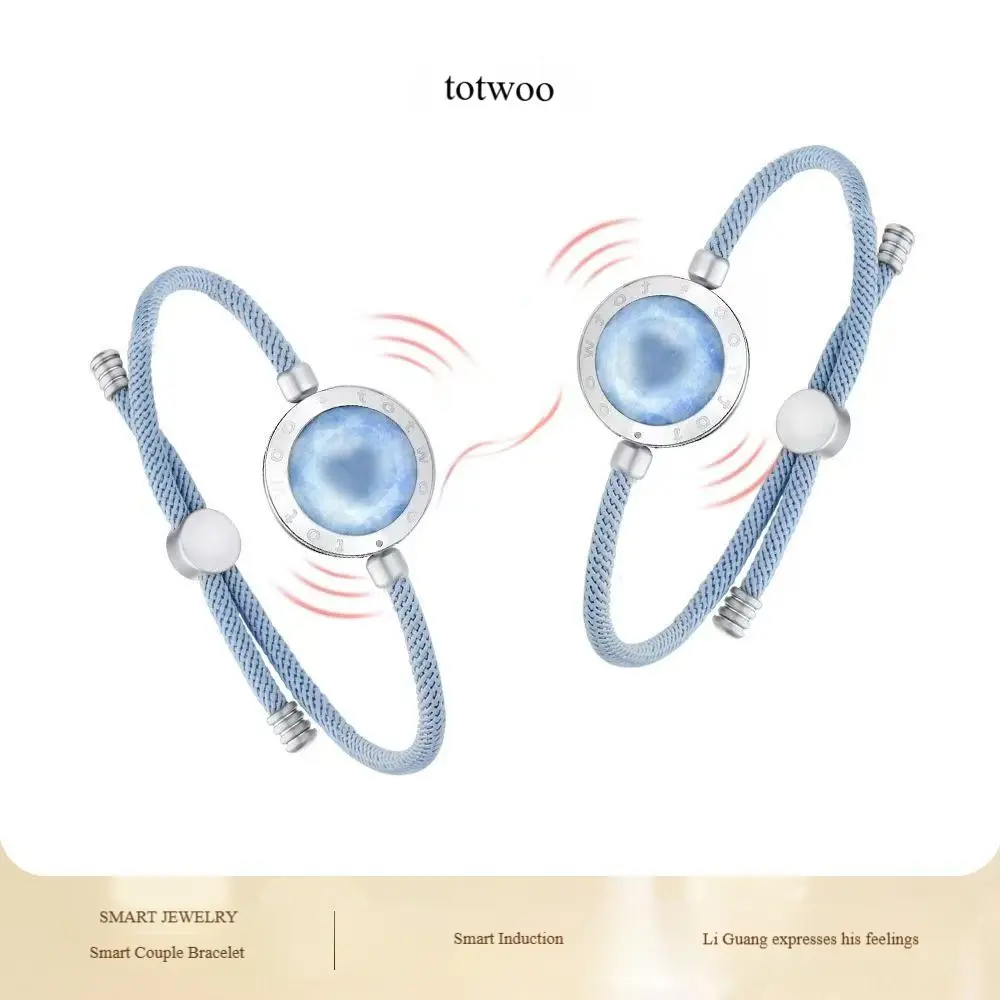 totwoo Couple Bracelet - Interactive Flashing and Vibrating for Long-Distance Relationships - Original Niche Valentine's Day Gift for Your Girlfriend
