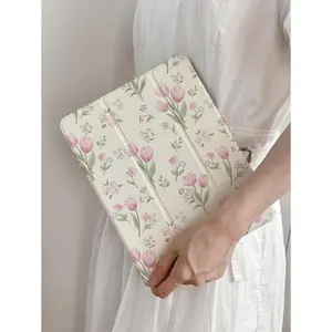 1pc Pink Tulip Flower Tablet Case Compatible With IPad 7/8/9 2022, IPad Air 5/4/3 9th Gen 10.2, IPad Pro 11, IPad Mini 7 2024, IPad Air 6/IPad 10th Gen, IPad Air 11 (M3)/IPad 11 (A16 2025)